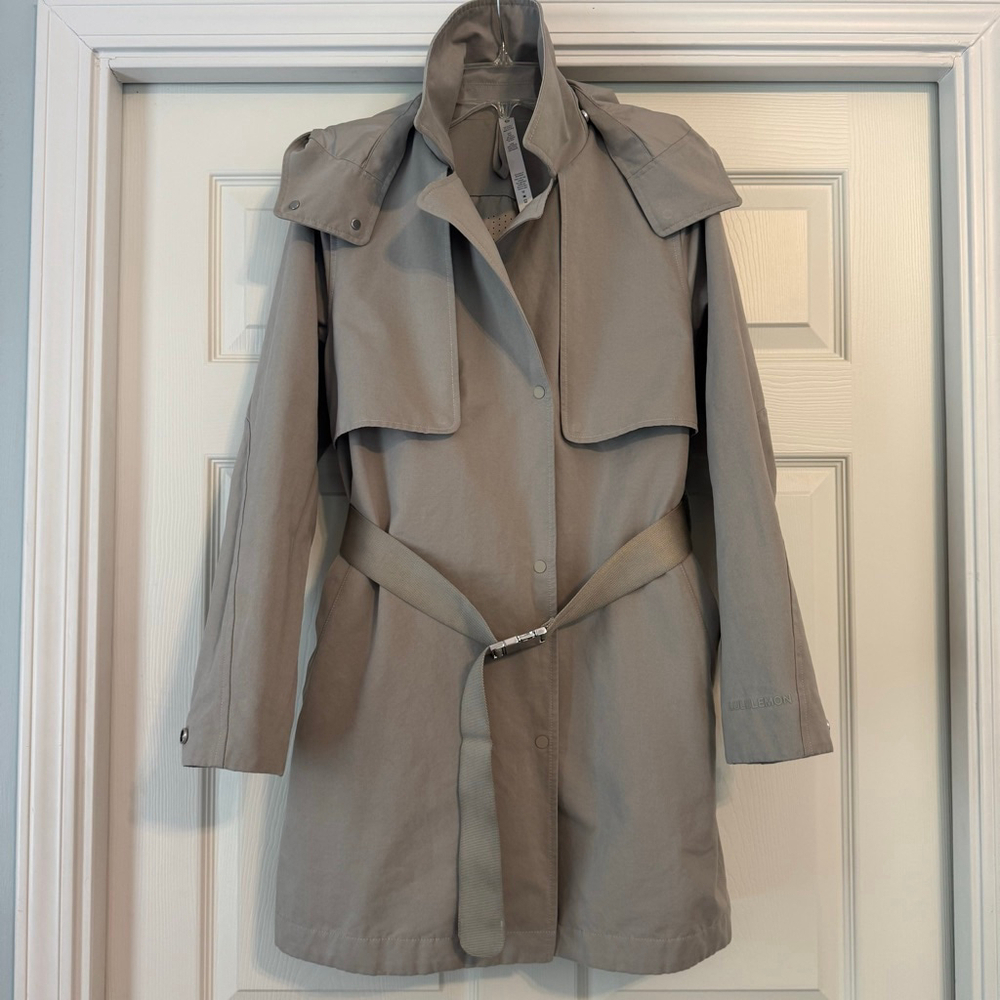 Lululemon Always There Trench Coat Size 6 Raw Linen Raincoat